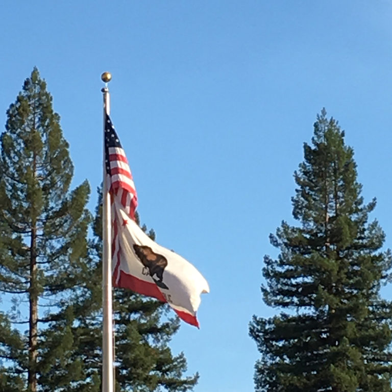 CA AND AMERICAN FLAG