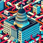 Flat,Design,Vector style,Image,Of,California,City,Red,Tape,Bureaucracy