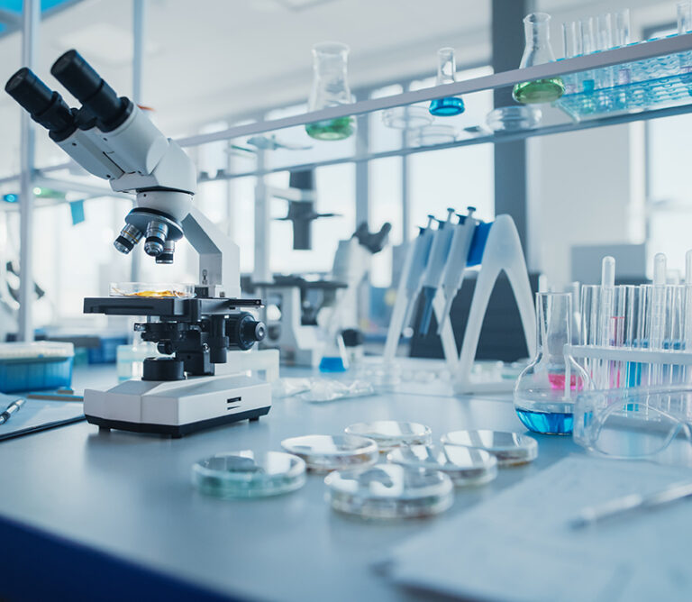 Modern,Medical,Research,Laboratory,With,Microscope,And,Test,Tubes,With