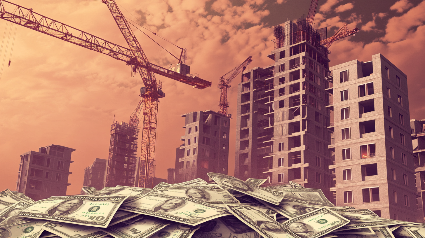 dgbeig housing construction on top of piles of money