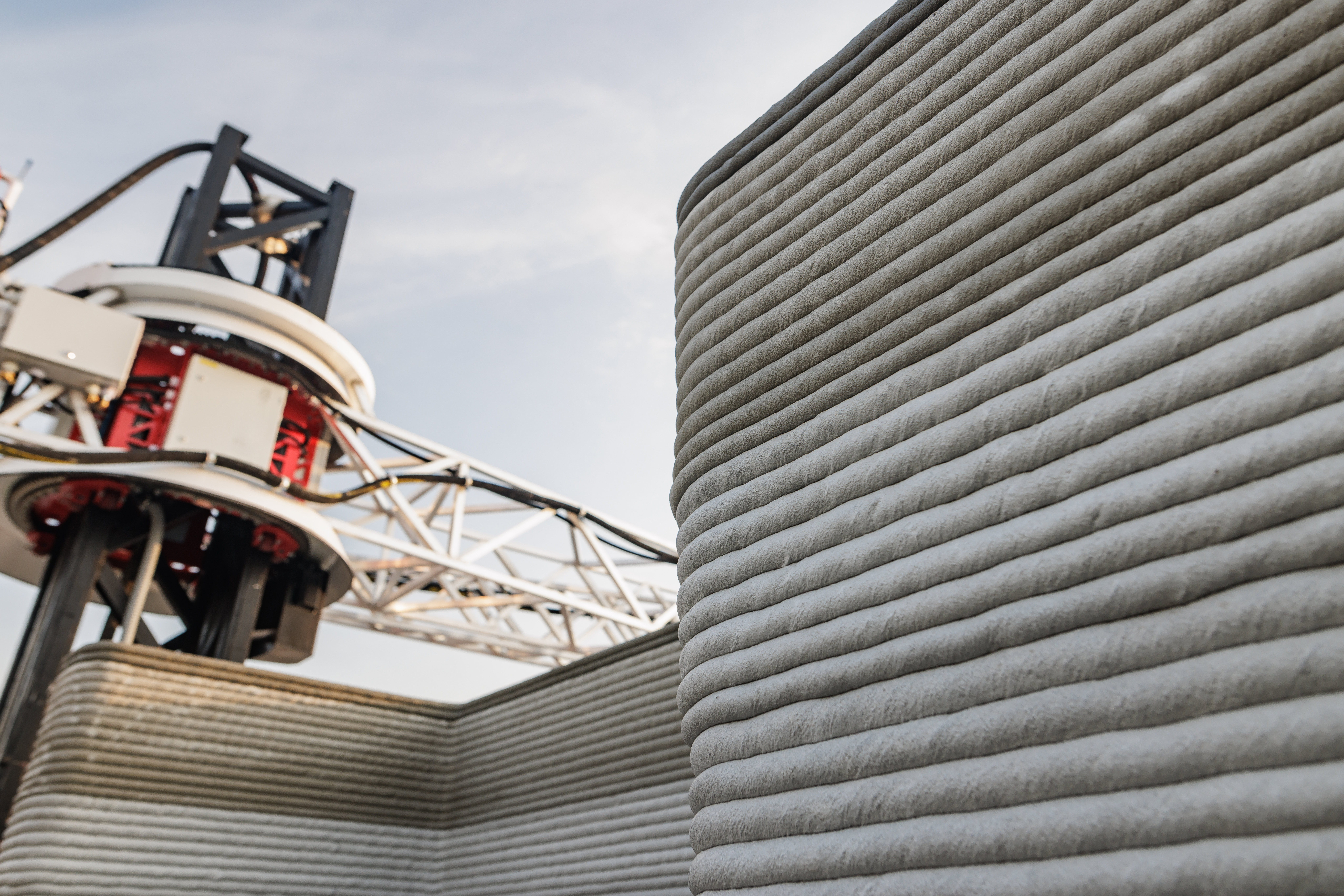 modern construction of 3D houses. printed house using a 3D printer