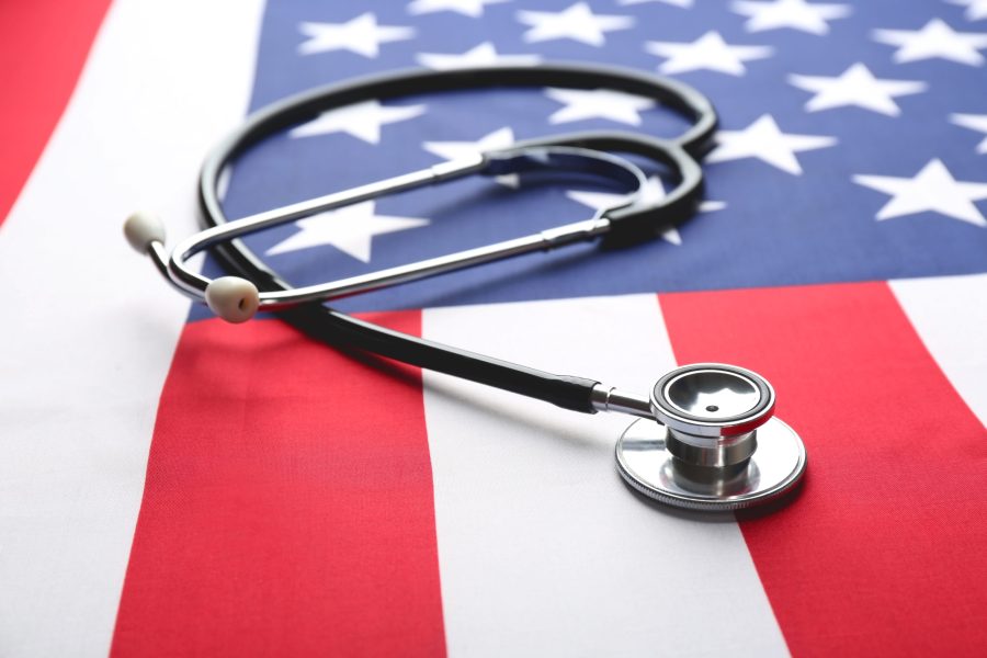 Stethoscope on American national flag