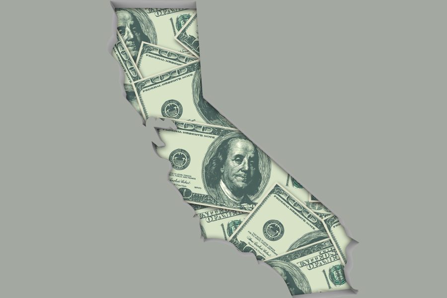 California CA Money Map Cash Economy Dollars 3d Illustration